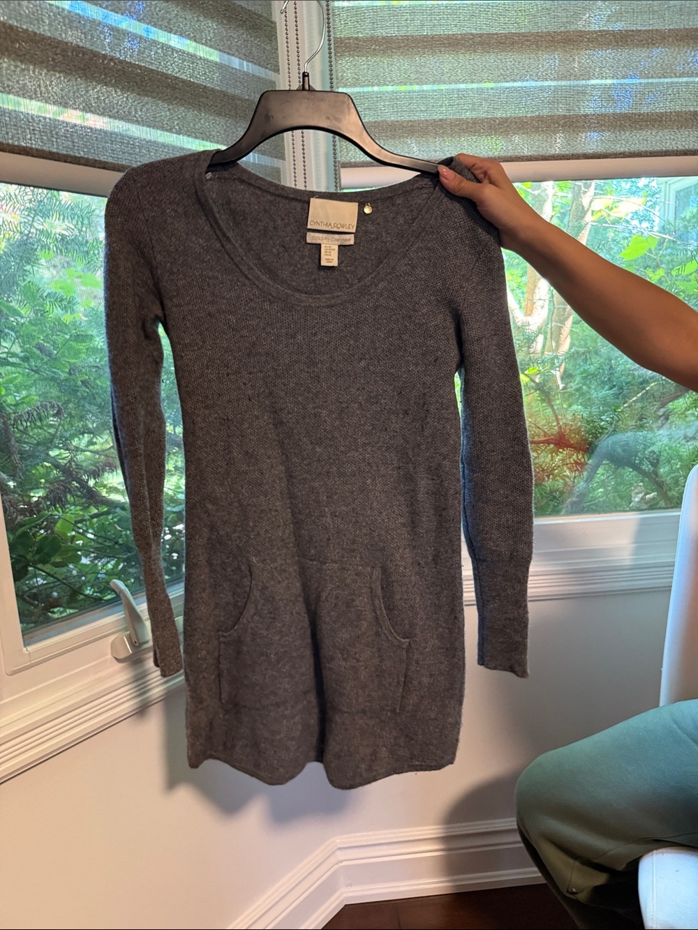 Anthropologie Charcoal Gray Long Sleeve Knit Tunic